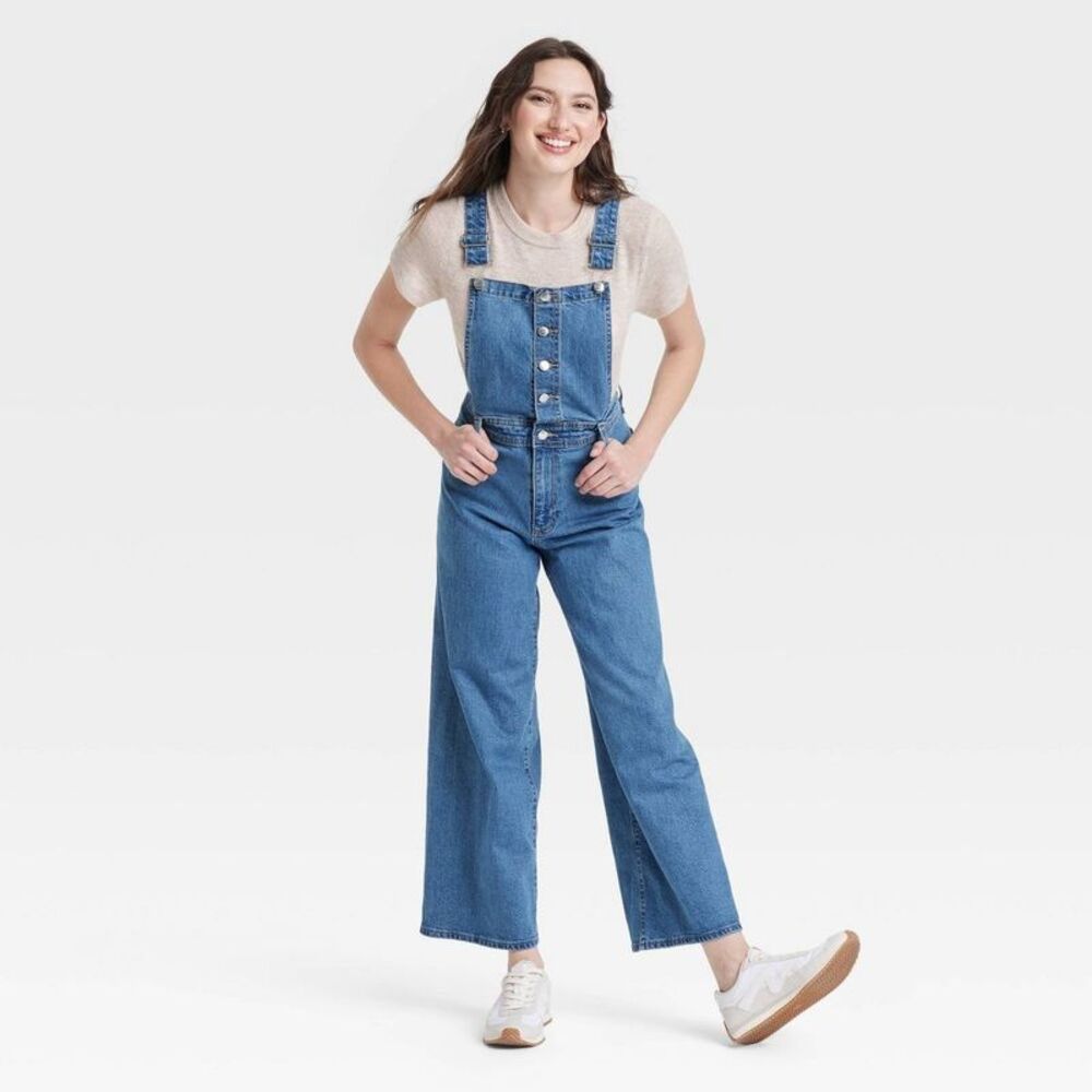 Women's Denim Sailor Overalls - Universal Thread M Medium Wash Fisherman Core